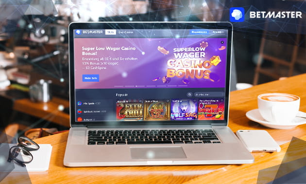 Das Betmaster Casino dargestellt auf einem Laptop.