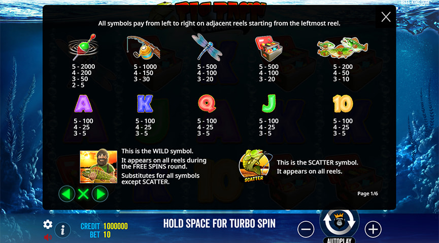 Der Auszahlungstabelle von Big Bass Bonanza