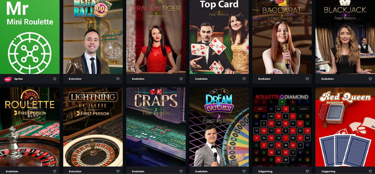 Das Boomerang Casino Tischspiele Angebot.