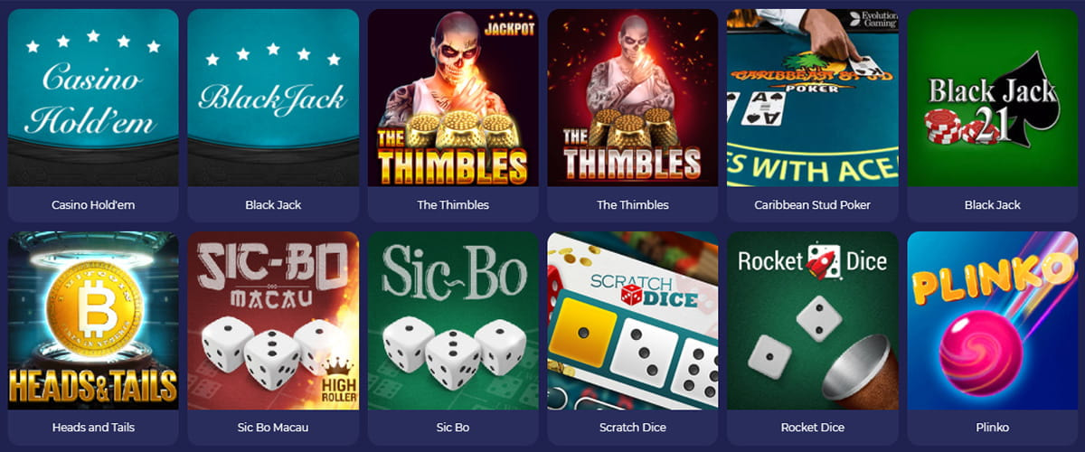 Die Übersicht über die Tischspiele im Bruno Casino.