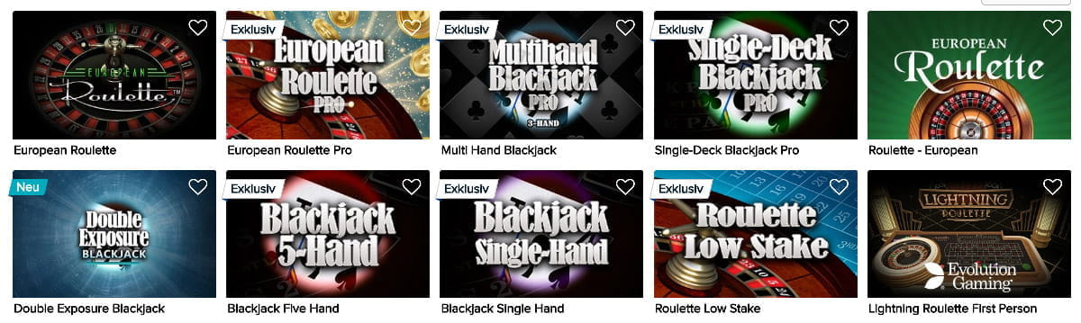 Bekannte und exklusive Tischspiele für jede Spieleranforderung