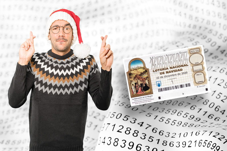 Ein Spieler und ein El Gordo Lotto Ticket.