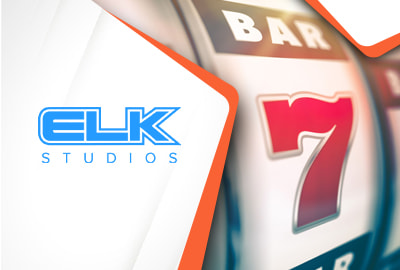 Das ELK Studios Logo und ein Slot Symbol.