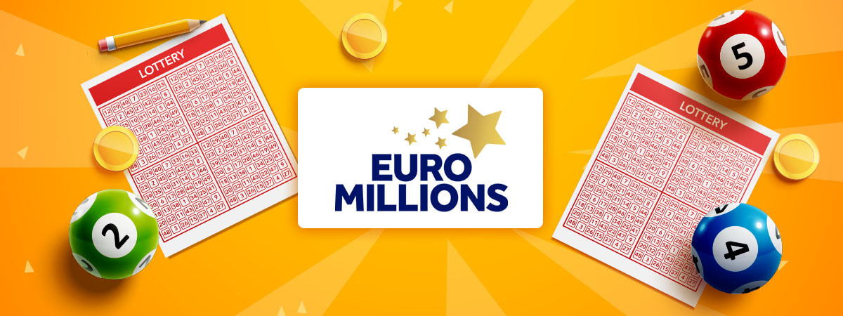 Das Euromillions Logo und 2 Lotto Scheine.
