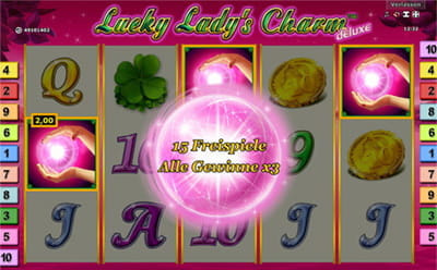 Der Freispielmodus beim Lucky Lady's Charm Deluxe Slot.