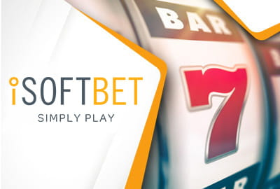 Das iSoftBet Logo und ein Slot Symbol.