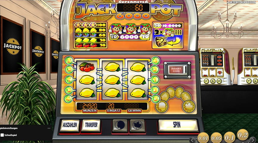 Der Auszahlungstabelle von Jackpot 6000