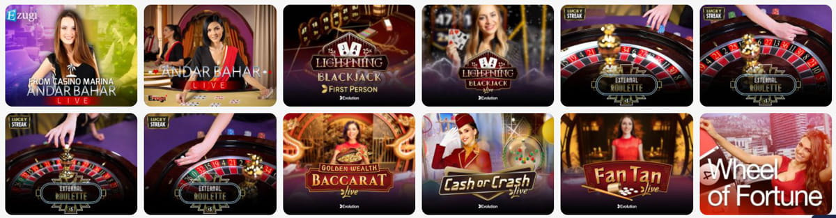 Die Übersicht über die Live Dealer Spiele im LiliBet Casino.