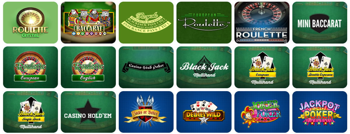 Die Auswahl an Tischspielen bei Locowin.