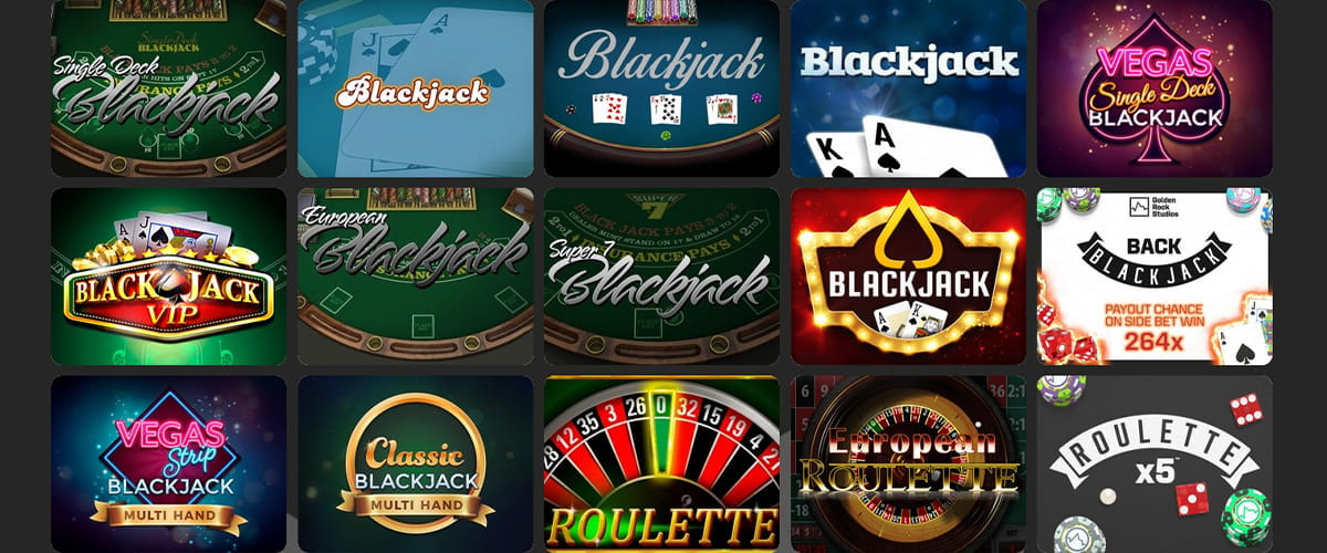 Die Auswahl von eingen Tischspielen im Mad Money Casino.