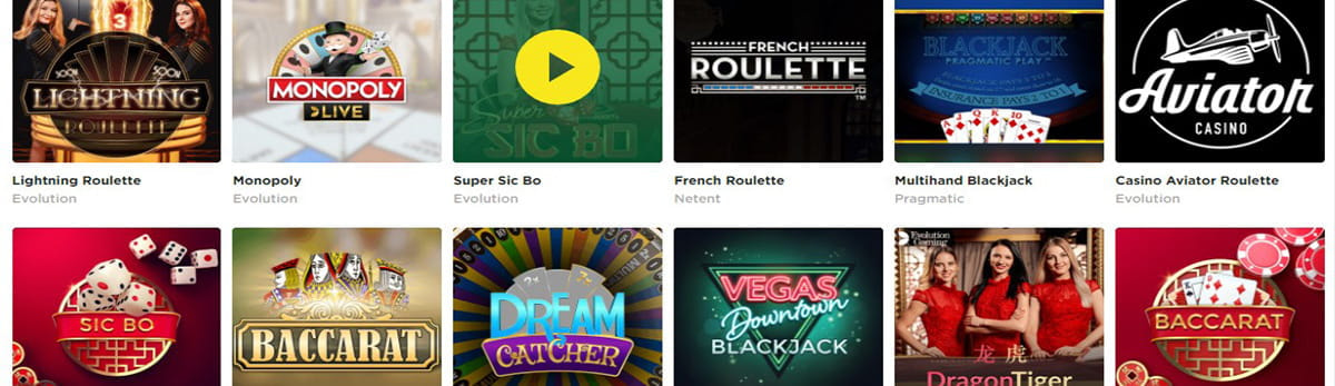 Die abwechslungsreiche Auswahl an Tischspielen im Mason Slots Casino.