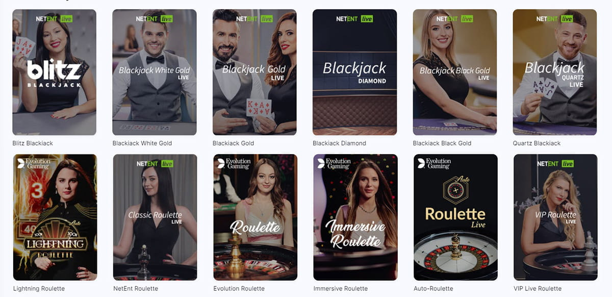 Die Kategorie der Tischspiele im MegaRush Casino.