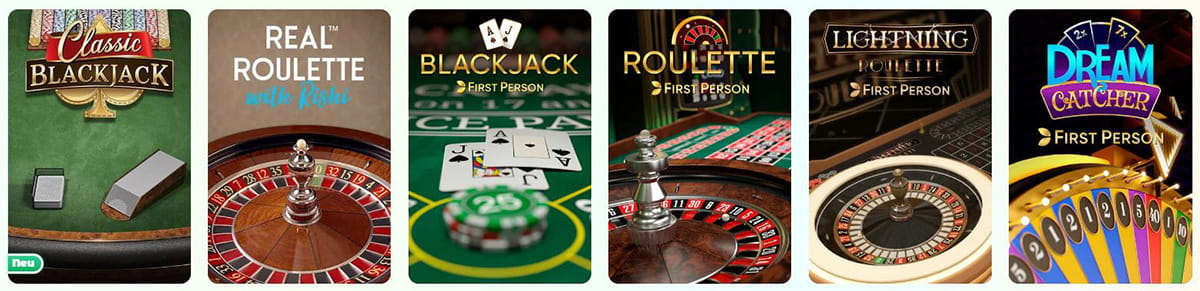 Neon54 Roulette, Blackjack & weitere Tischspiele.