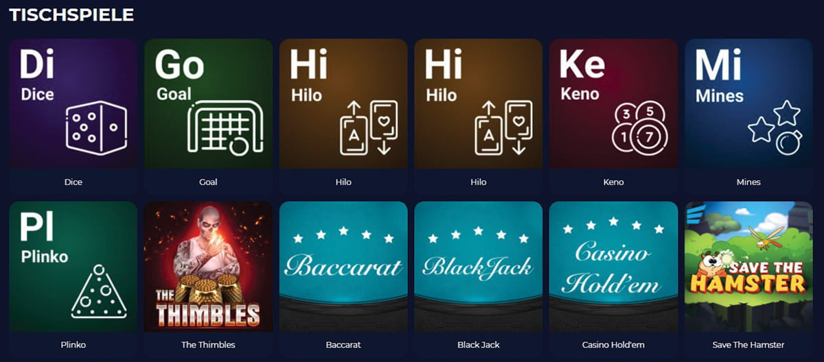 Die Tischspiele im Nine Casino.