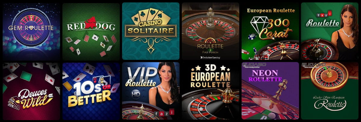 Palmslots Roulette, Blackjack & weitere Tischspiele