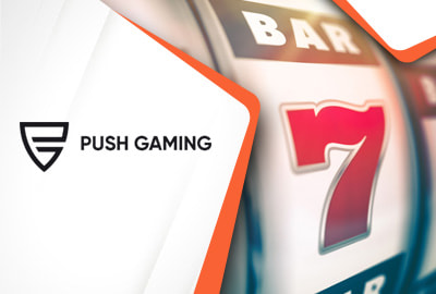 Das Push Gaming Logo und ein Slot Symbol