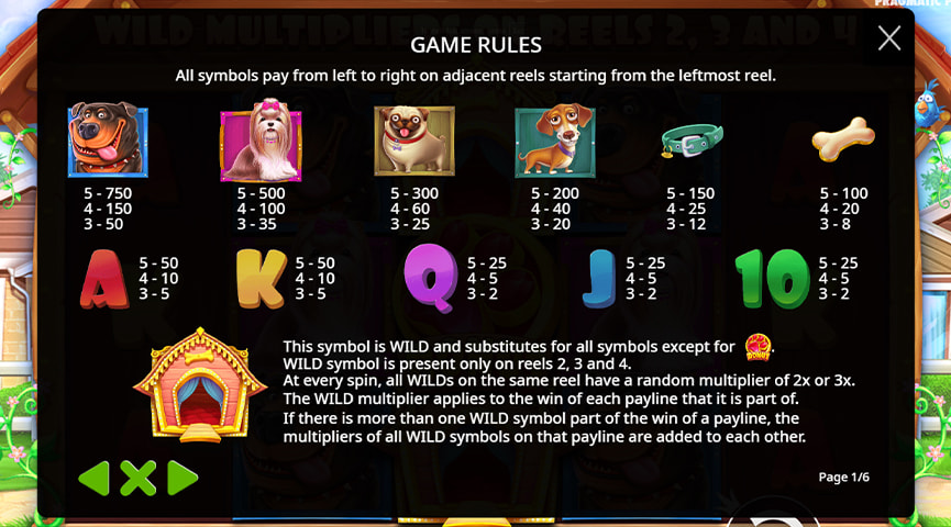 Die Auszahlungstabelle von The Dog House