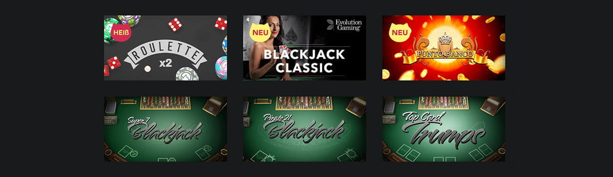 Die Tischspiele im Maneki Casino.