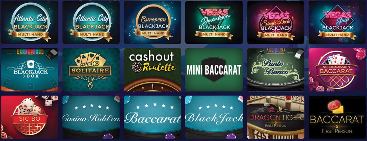 Die Tischspiel Auswahl im Whamoo Casino.