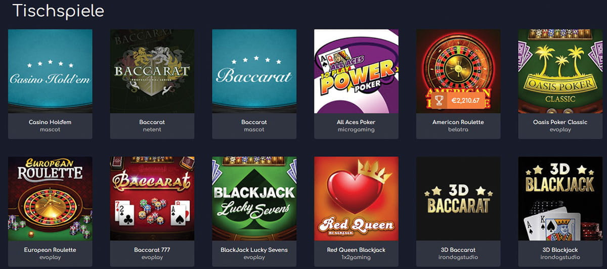 Das Wild Tornado Casino bietet die klassischen Tischspiele