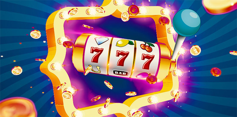 Slot Walze mit Gewinnsymbolen im Comic-Stil.